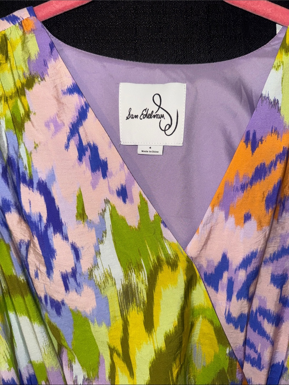 Sam Eldeman Print Wrap Front Flutter Sleeve Midi Dress - Picture 4 of 4